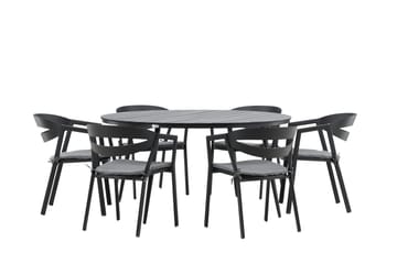 Break Matgrupp Utomhus Rund 150 cm + 6 Slit Matstol - Svart - Utemöbler & utemiljö - Utegrupp - Matgrupp utomhus
