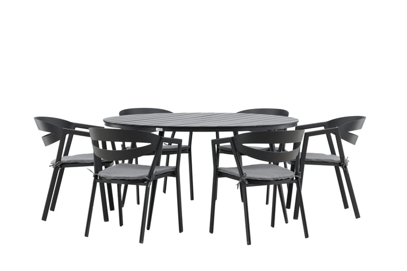 Break Matgrupp Utomhus Rund 150 cm + 6 Slit Matstol - Svart - Utemöbler & utemiljö - Utegrupp - Matgrupp utomhus
