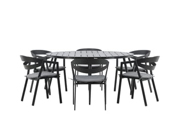 Break Matgrupp Utomhus Rund 150 cm + 6 Slit Matstol - Svart - Utemöbler & utemiljö - Utegrupp - Matgrupp utomhus