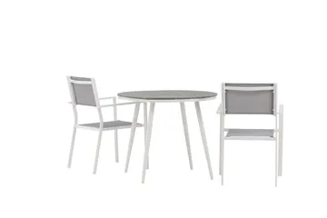 Break Matgrupp Utomhus Rund 70 cm + 2 st Copacabana Stapelbara Stola - Vit - Utemöbler & utemiljö - Utegrupp - Matgrupp utomhus
