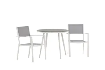 Break Matgrupp Utomhus Rund 70 cm + 2 st Copacabana Stapelbara Stola - Vit - Utemöbler & utemiljö - Utegrupp - Matgrupp utomhus