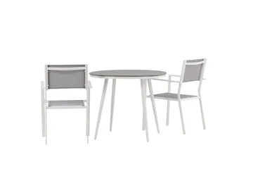 Break Matgrupp Utomhus Rund 70 cm + 2 st Copacabana Stapelbara Stola - Vit - Utemöbler & utemiljö - Utegrupp - Matgrupp utomhus
