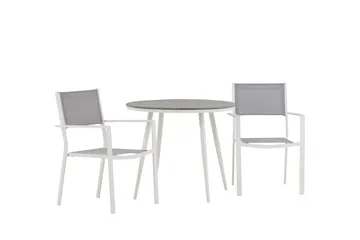 Break Matgrupp Utomhus Rund 70 cm + 2 st Copacabana Stapelbara Stola - Vit - Utemöbler & utemiljö - Utegrupp - Matgrupp utomhus