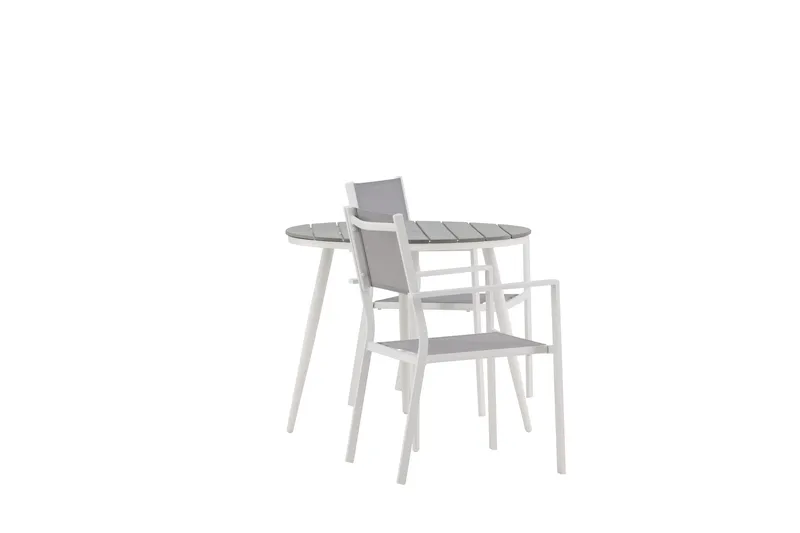 Break Matgrupp Utomhus Rund 70 cm + 2 st Copacabana Stapelbara Stola - Vit - Utemöbler & utemiljö - Utegrupp - Matgrupp utomhus
