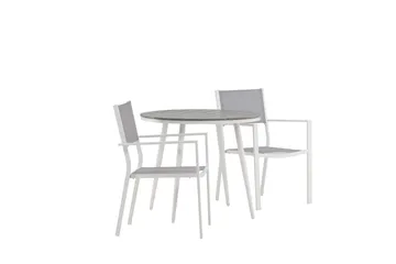 Break Matgrupp Utomhus Rund 70 cm + 2 st Copacabana Stapelbara Stola - Vit - Utemöbler & utemiljö - Utegrupp - Matgrupp utomhus
