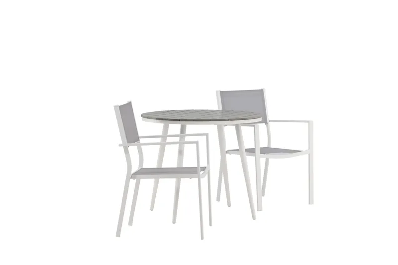 Break Matgrupp Utomhus Rund 70 cm + 2 st Copacabana Stapelbara Stola - Vit - Utemöbler & utemiljö - Utegrupp - Matgrupp utomhus