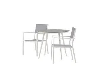 Break Matgrupp Utomhus Rund 70 cm + 2 st Copacabana Stapelbara Stola - Vit - Utemöbler & utemiljö - Utegrupp - Matgrupp utomhus