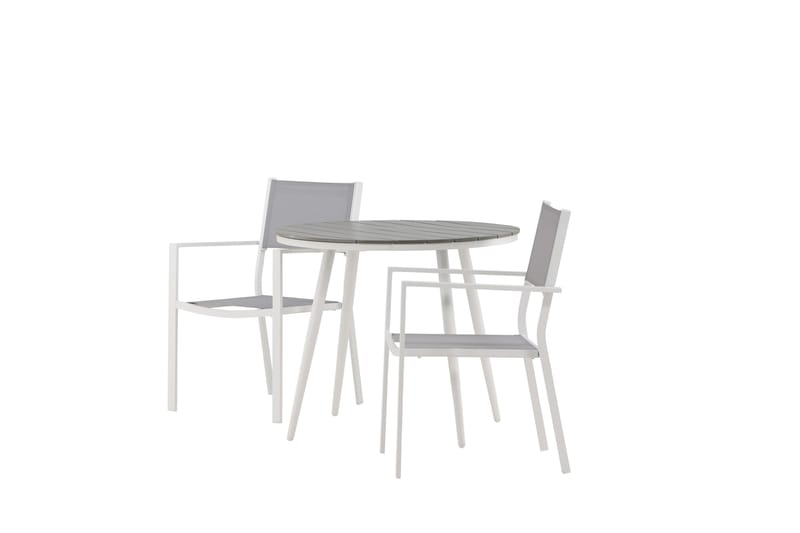 Break Matgrupp Utomhus Rund 70 cm + 2 st Copacabana Stapelbara Stola - Vit - Utemöbler & utemiljö - Utegrupp - Matgrupp utomhus
