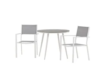 Break Matgrupp Utomhus Rund 70 cm + 2 st Copacabana Stapelbara Stola - Vit - Utemöbler & utemiljö - Utegrupp - Matgrupp utomhus