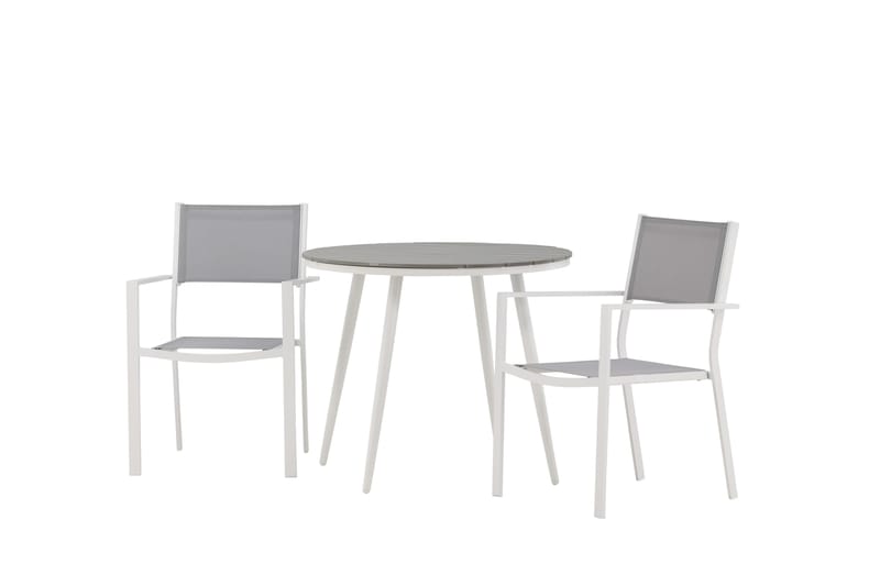 Break Matgrupp Utomhus Rund 70 cm + 2 st Copacabana Stapelbara Stola - Vit - Utemöbler & utemiljö - Utegrupp - Matgrupp utomhus