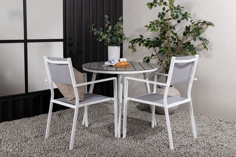 Break Matgrupp Utomhus Rund 70 cm + 2 st Copacabana Stapelbara Stola - Vit - Utemöbler & utemiljö - Utegrupp - Matgrupp utomhus