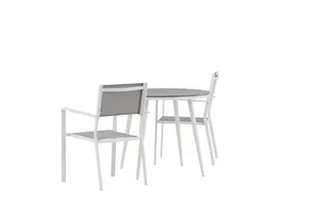 Break Matgrupp Utomhus Rund 70 cm + 2 st Copacabana Stapelbara Stola - Vit - Utemöbler & utemiljö - Utegrupp - Matgrupp utomhus