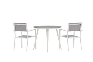 Break Matgrupp Utomhus Rund 70 cm + 2 st Copacabana Stapelbara Stola - Vit - Utemöbler & utemiljö - Utegrupp - Matgrupp utomhus