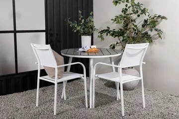 Break Matgrupp Utomhus Rund 70 cm + 2 st Santorini Karmstolar - Silver/Grå - Utemöbler & utemiljö - Utegrupp - Matgrupp utomhus