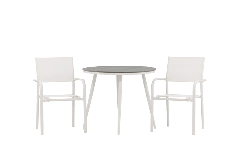 Break Matgrupp Utomhus Rund 70 cm + 2 st Santorini Karmstolar - Silver/Grå - Utemöbler & utemiljö - Utegrupp - Matgrupp utomhus