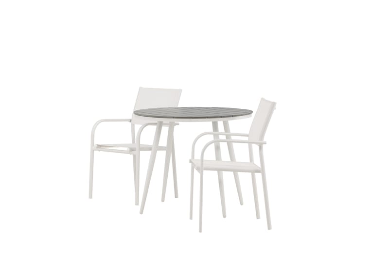 Break Matgrupp Utomhus Rund 70 cm + 2 st Santorini Karmstolar - Silver/Grå - Utemöbler & utemiljö - Utegrupp - Matgrupp utomhus