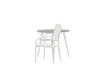 Break Matgrupp Utomhus Rund 70 cm + 2 st Santorini Karmstolar - Silver/Grå - Utemöbler & utemiljö - Utegrupp - Matgrupp utomhus