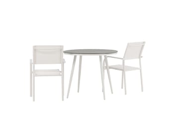 Break Matgrupp Utomhus Rund 70 cm + 2 st Santorini Karmstolar - Silver/Grå - Utemöbler & utemiljö - Utegrupp - Matgrupp utomhus