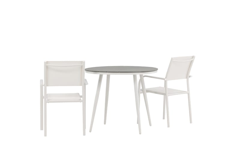 Break Matgrupp Utomhus Rund 70 cm + 2 st Santorini Karmstolar - Silver/Grå - Utemöbler & utemiljö - Utegrupp - Matgrupp utomhus