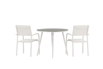 Break Matgrupp Utomhus Rund 70 cm + 2 st Santorini Karmstolar - Silver/Grå - Utemöbler & utemiljö - Utegrupp - Matgrupp utomhus