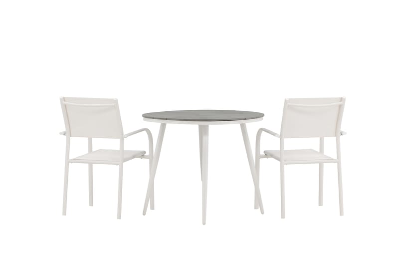 Break Matgrupp Utomhus Rund 70 cm + 2 st Santorini Karmstolar - Silver/Grå - Utemöbler & utemiljö - Utegrupp - Matgrupp utomhus