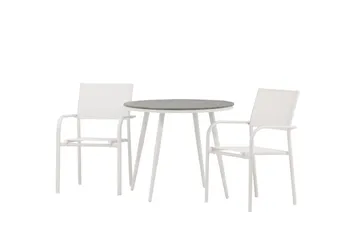 Break Matgrupp Utomhus Rund 70 cm + 2 st Santorini Karmstolar - Silver/Grå - Utemöbler & utemiljö - Utegrupp - Matgrupp utomhus