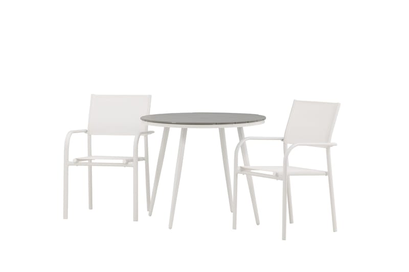 Break Matgrupp Utomhus Rund 70 cm + 2 st Santorini Karmstolar - Silver/Grå - Utemöbler & utemiljö - Utegrupp - Matgrupp utomhus