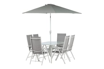 Brekki Matgrupp Utomhus 150cm + 6 Matstolar Utomhus - Grå/Vit - Utemöbler & utemiljö - Utegrupp - Matgrupp utomhus