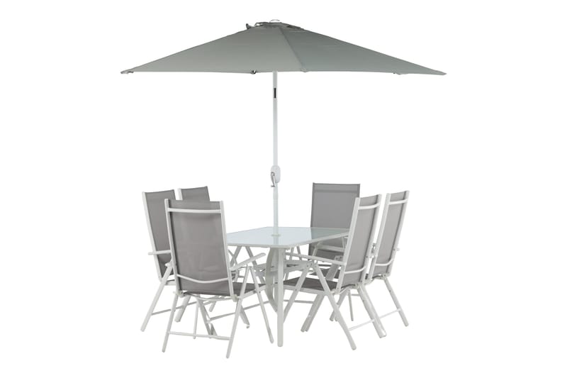 Brekki Matgrupp Utomhus 150cm + 6 Matstolar Utomhus - Grå/Vit - Utemöbler & utemiljö - Utegrupp - Matgrupp utomhus