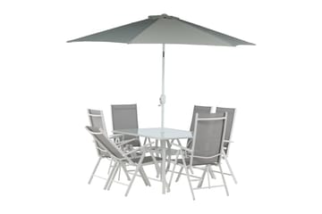 Brekki Matgrupp Utomhus 150cm + 6 Matstolar Utomhus - Grå/Vit - Utemöbler & utemiljö - Utegrupp - Matgrupp utomhus