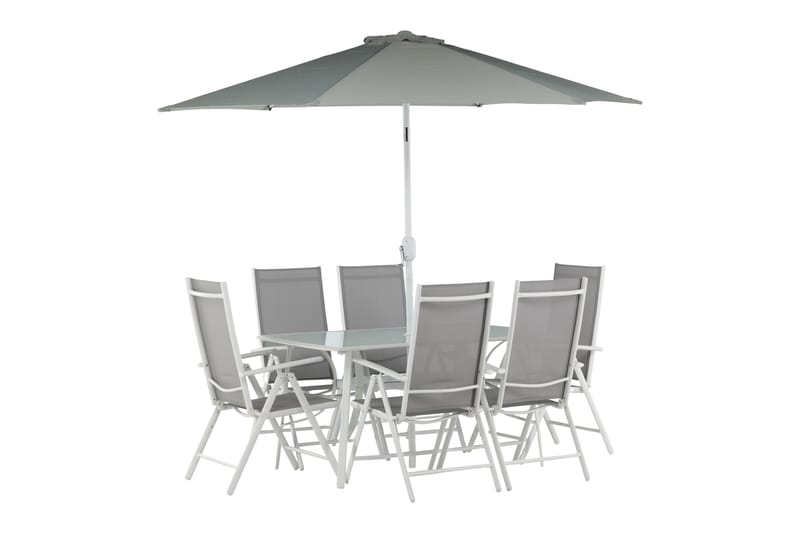 Brekki Matgrupp Utomhus 150cm + 6 Matstolar Utomhus - Grå/Vit - Utemöbler & utemiljö - Utegrupp - Matgrupp utomhus