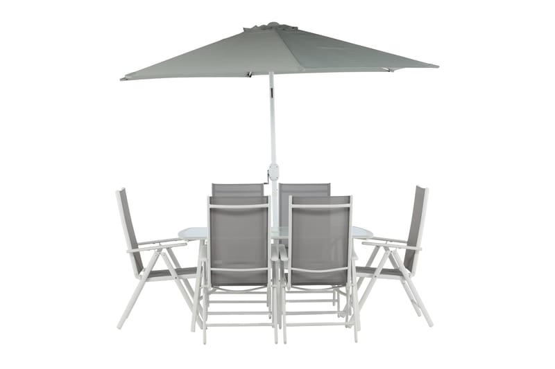 Brekki Matgrupp Utomhus 150cm + 6 Matstolar Utomhus - Grå/Vit - Utemöbler & utemiljö - Utegrupp - Matgrupp utomhus