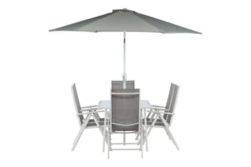 Brekki Matgrupp Utomhus 150cm + 6 Matstolar Utomhus - Grå/Vit - Utemöbler & utemiljö - Utegrupp - Matgrupp utomhus