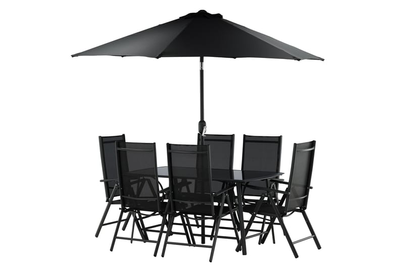 Brekki Matgrupp Utomhus 150cm + 6 Matstolar Utomhus - Svart - Utemöbler & utemiljö - Utegrupp - Matgrupp utomhus