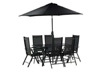 Brekki Matgrupp Utomhus 150cm + 6 Matstolar Utomhus - Svart - Utemöbler & utemiljö - Utegrupp - Matgrupp utomhus