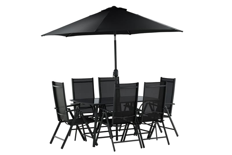 Brekki Matgrupp Utomhus 150cm + 6 Matstolar Utomhus - Svart - Utemöbler & utemiljö - Utegrupp - Matgrupp utomhus