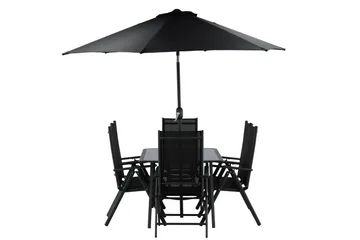 Brekki Matgrupp Utomhus 150cm + 6 Matstolar Utomhus - Svart - Utemöbler & utemiljö - Utegrupp - Matgrupp utomhus