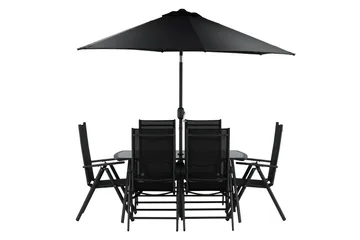 Brekki Matgrupp Utomhus 150cm + 6 Matstolar Utomhus - Svart - Utemöbler & utemiljö - Utegrupp - Matgrupp utomhus