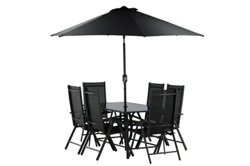 Brekki Matgrupp Utomhus 150cm + 6 Matstolar Utomhus - Svart - Utemöbler & utemiljö - Utegrupp - Matgrupp utomhus