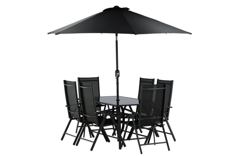 Brekki Matgrupp Utomhus 150cm + 6 Matstolar Utomhus - Svart - Utemöbler & utemiljö - Utegrupp - Matgrupp utomhus