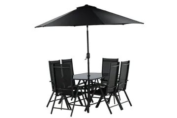 Brekki Matgrupp Utomhus 150cm + 6 Matstolar Utomhus - Svart - Utemöbler & utemiljö - Utegrupp - Matgrupp utomhus