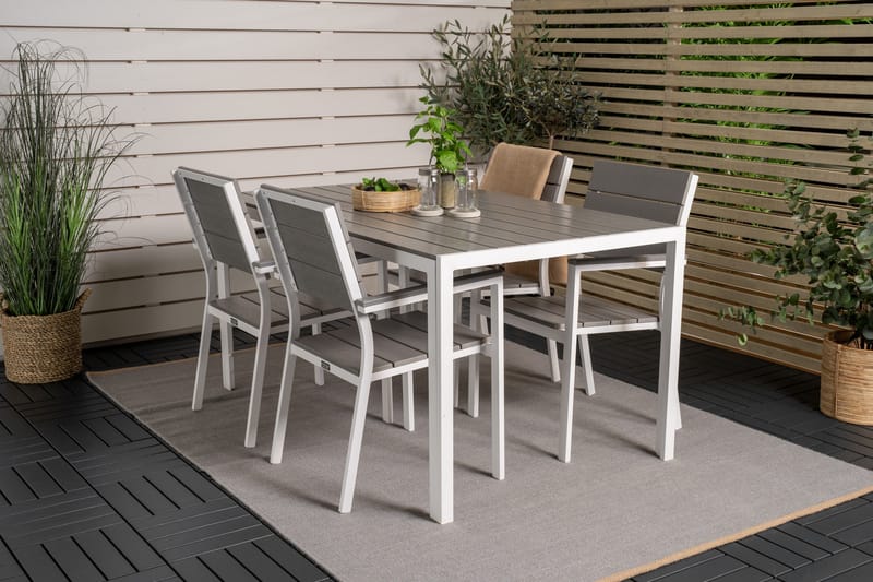 Buitepos Matgrupp Utomhus inkl 4 Konob Stolar - Polywood/Vit - Utemöbler & utemiljö - Utegrupp - Matgrupp utomhus
