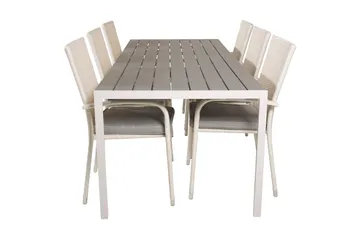 Buitepos Matgrupp Utomhus inkl 6 Ariamab Karmstolar - Polywood/Vit - Utemöbler & utemiljö - Utegrupp - Matgrupp utomhus