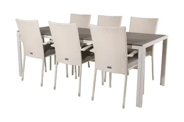 Buitepos Matgrupp Utomhus inkl 6 Ariamab Karmstolar - Polywood/Vit - Utemöbler & utemiljö - Utegrupp - Matgrupp utomhus