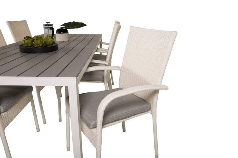 Buitepos Matgrupp Utomhus inkl 6 Ariamab Karmstolar - Polywood/Vit - Utemöbler & utemiljö - Utegrupp - Matgrupp utomhus