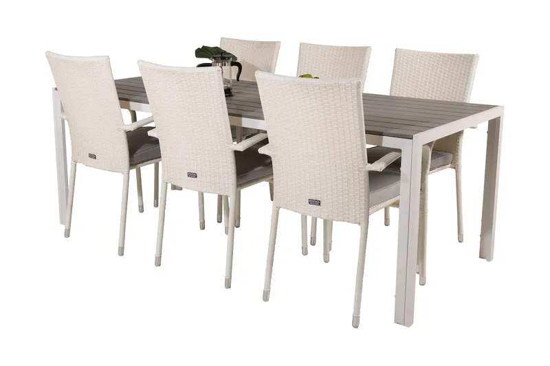 Buitepos Matgrupp Utomhus inkl 6 Ariamab Karmstolar - Polywood/Vit - Utemöbler & utemiljö - Utegrupp - Matgrupp utomhus