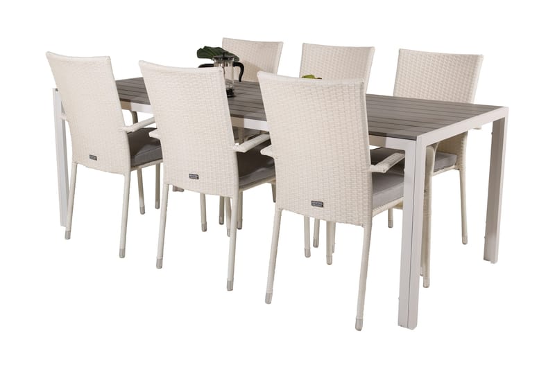 Buitepos Matgrupp Utomhus inkl 6 Ariamab Karmstolar - Polywood/Vit - Utemöbler & utemiljö - Utegrupp - Matgrupp utomhus