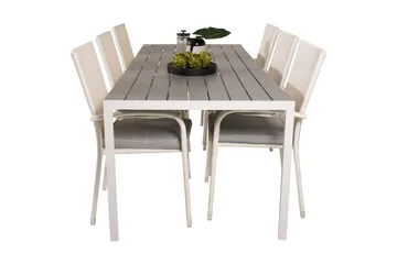 Buitepos Matgrupp Utomhus inkl 6 Ariamab Karmstolar - Polywood/Vit - Utemöbler & utemiljö - Utegrupp - Matgrupp utomhus