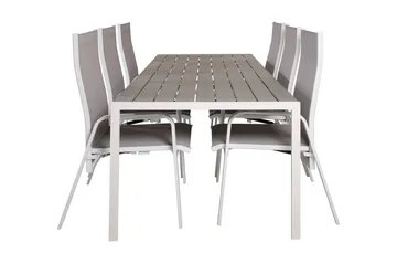 Buitepos Matgrupp Utomhus inkl 6 Dusternbrook Karmstolar - Polywood/Vit - Utemöbler & utemiljö - Utegrupp - Matgrupp utomhus