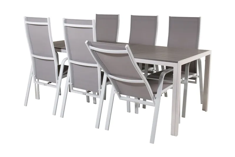 Buitepos Matgrupp Utomhus inkl 6 Dusternbrook Karmstolar - Polywood/Vit - Utemöbler & utemiljö - Utegrupp - Matgrupp utomhus